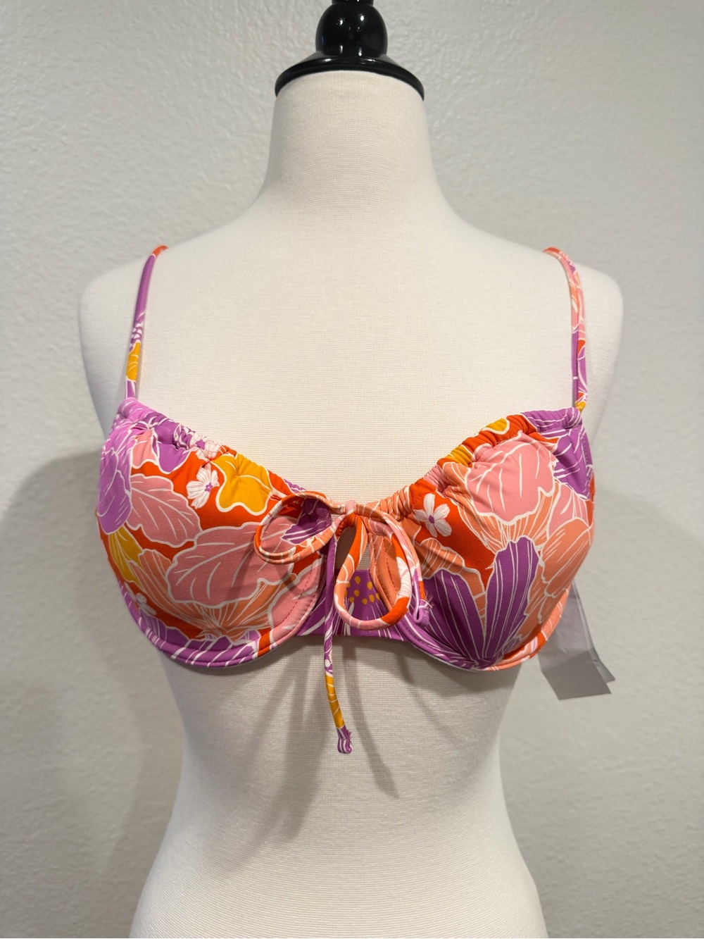 Roxy Bell Bottom Blooms Ruched Underwire Bikini Top